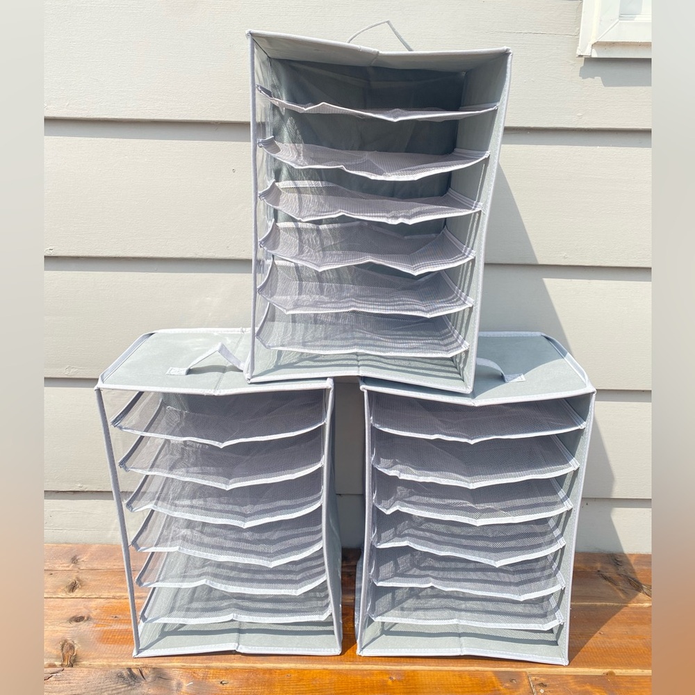 NEW 3 Pack Collapsible Fabric Closet Organizers 12”L x 10”W x 16.5”H Mesh Shef